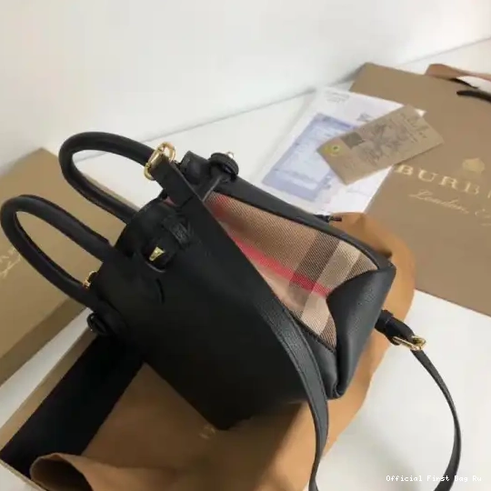 Official First Bag Ru The Banner Leather Baby Burberry Check House and in 0602